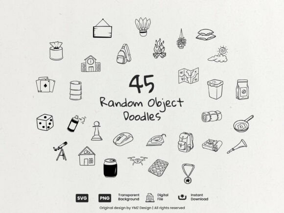 Download Random Object Doodle Clipart Bundle - Object Collection